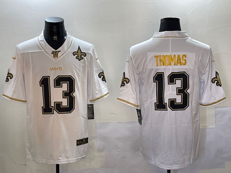 Men New Orleans Saints #13 Thomas White Gold Throwback 2024 Nike Limited NFL Jersey style 4